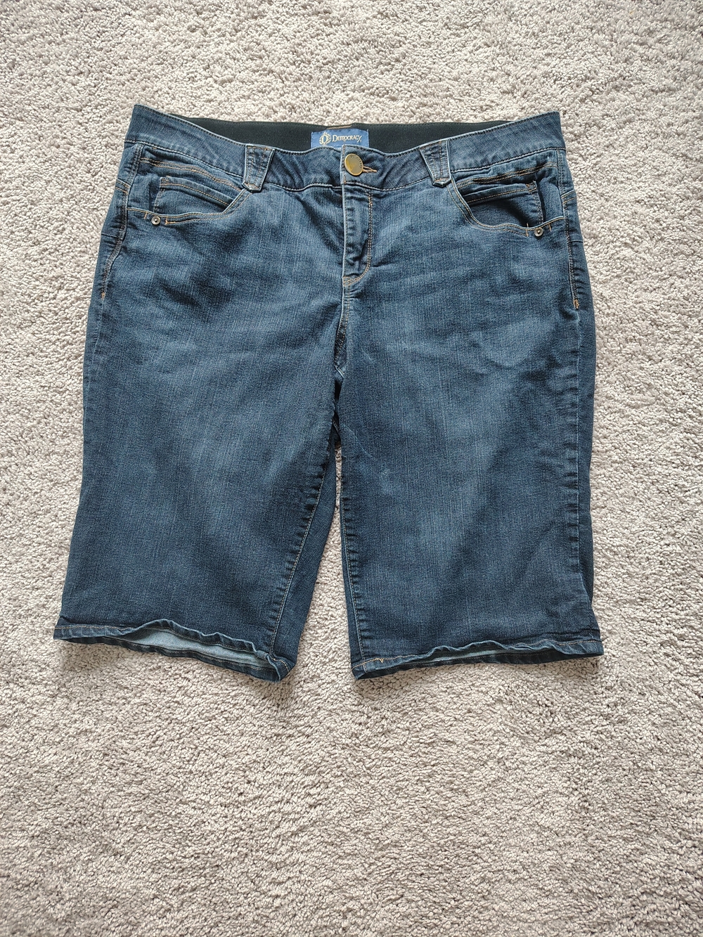 Democracy Women's Dark Blue Denim Bermuda Shorts, Sz 18W